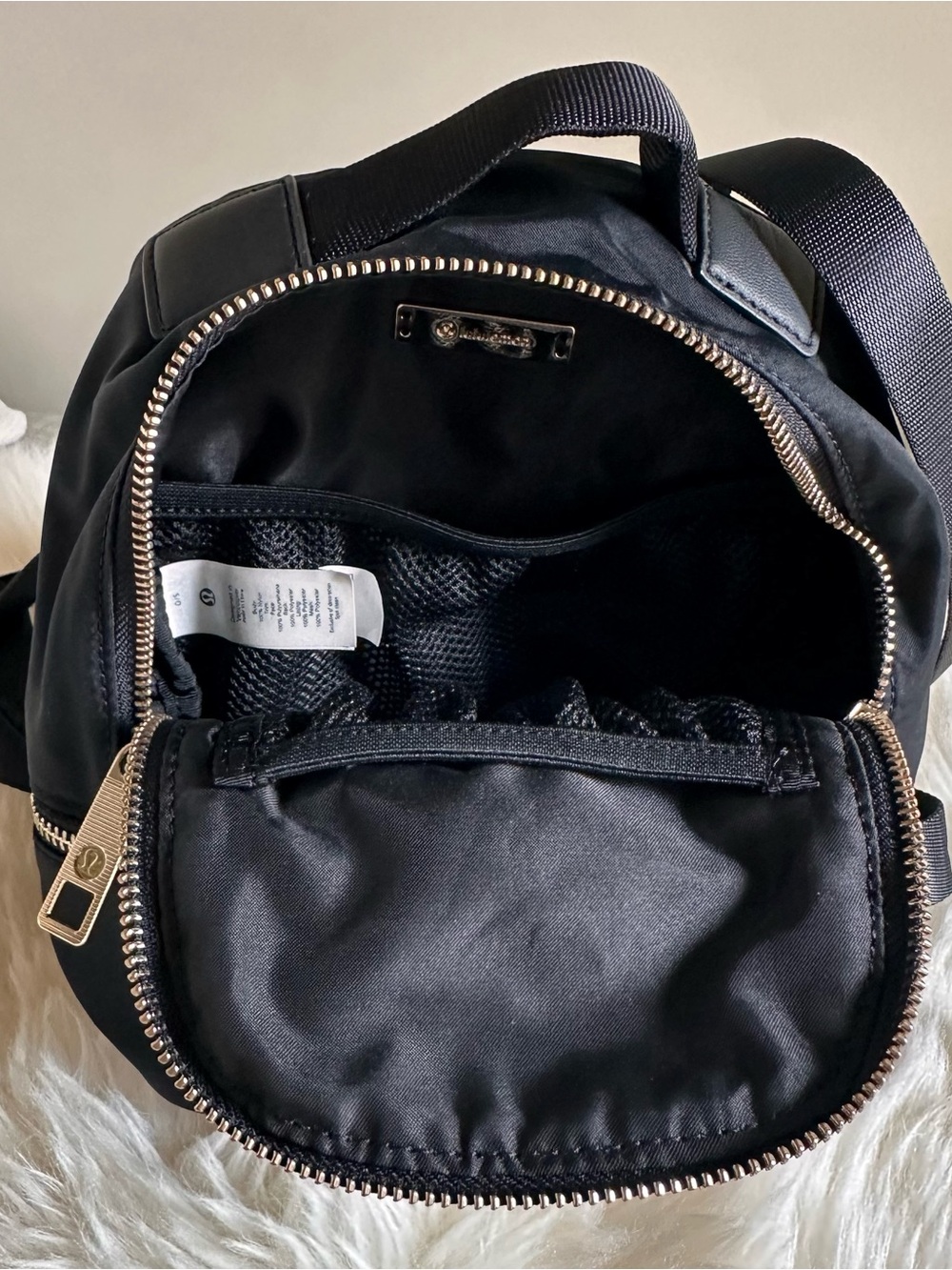 lululemon athletica Everywhere Black Mini Backpack with Gold Accents - Picture 5 of 9